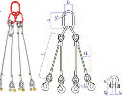 4本の足によって鍛造されるワイヤー ロープの吊り鎖アセンブリ繊維の中心
